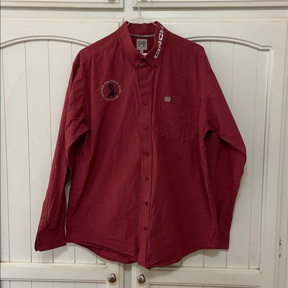 Cinch Maroon Embroidered Long Sleeve Shirt